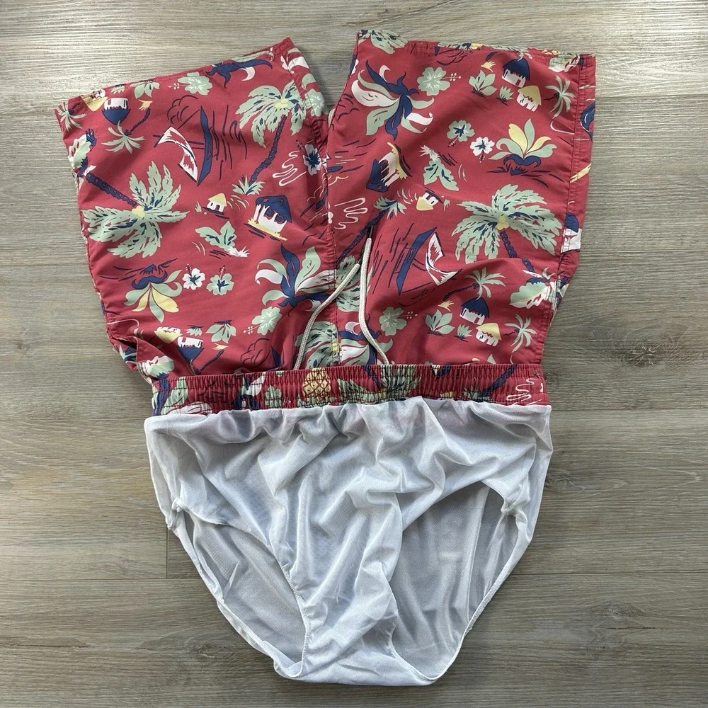 Polo Ralph Lauren Swim Trunks‎ Mens Large Red Floral Tropical Shorts Lined